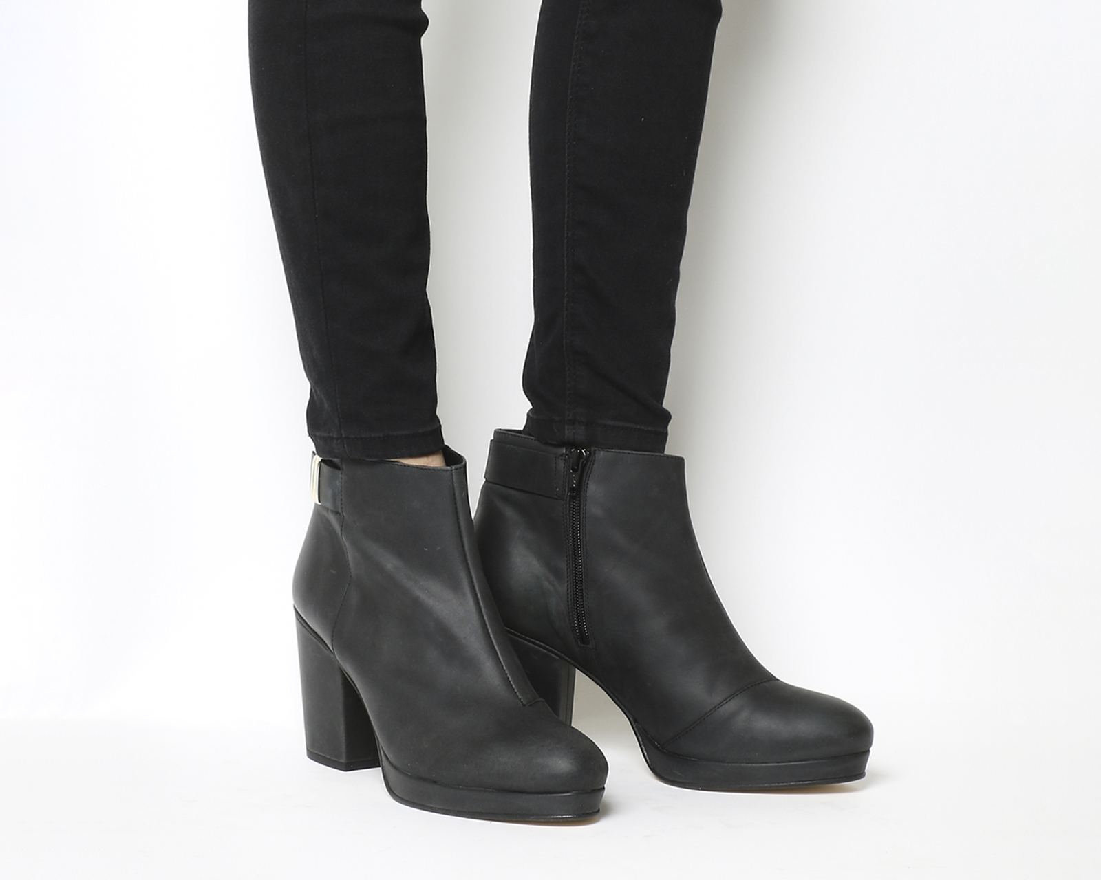 black platform block heel boots