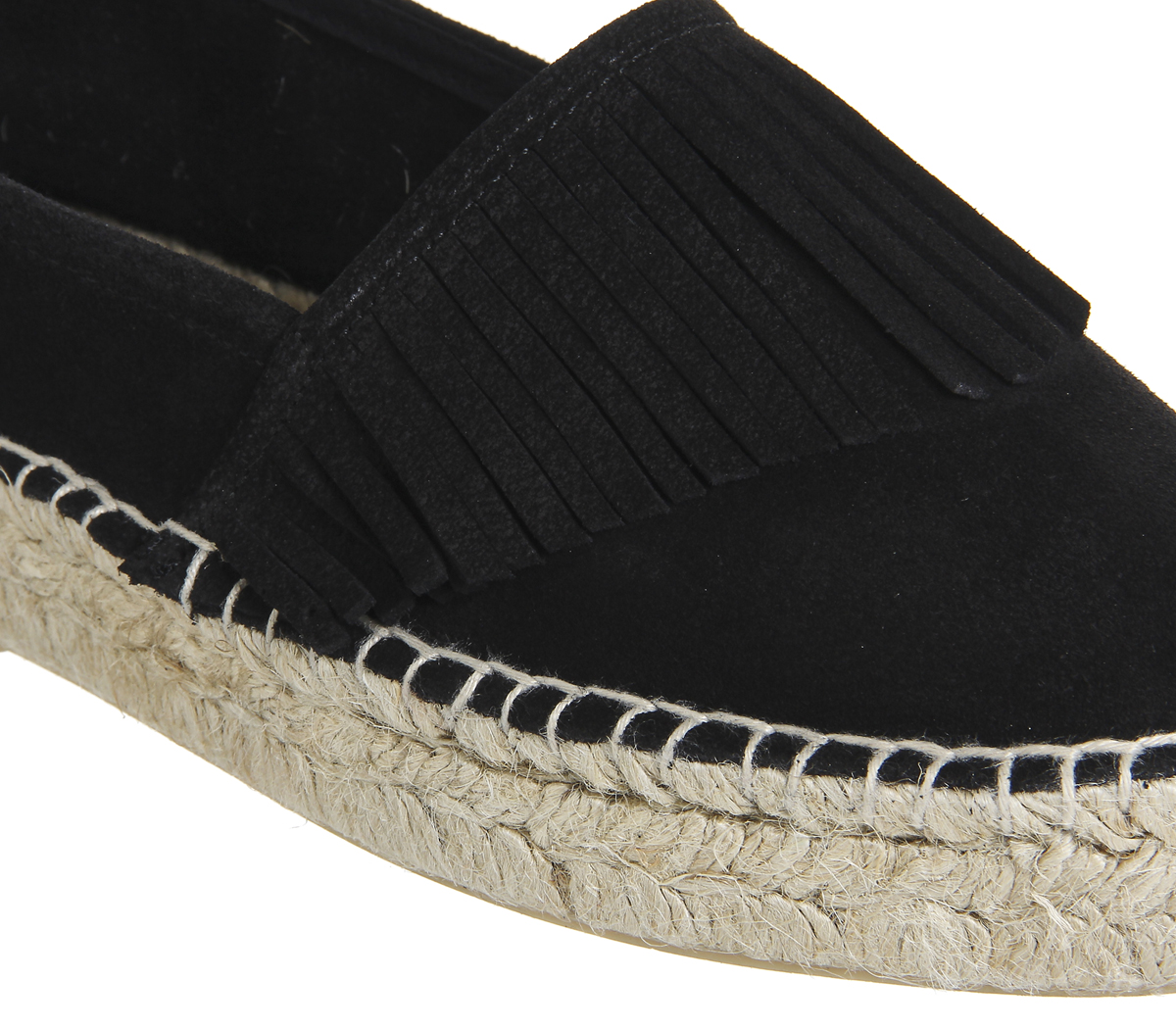 OFFICEDashing Fringe Tassel EspardilleBlack Suede