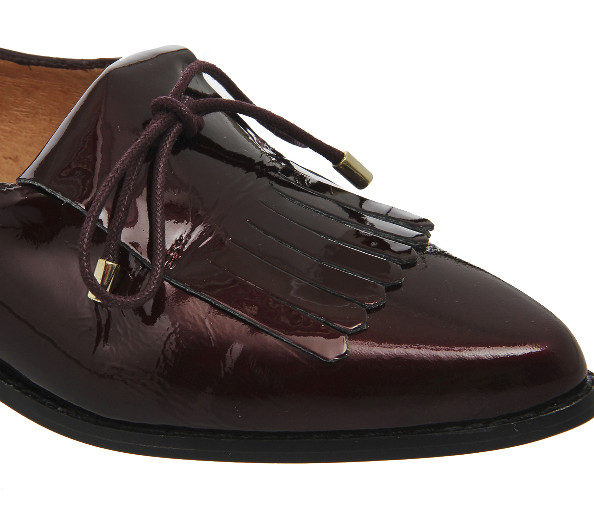 OFFICEResult Kilty Tassel Point PumpsBurgundy Patent Leather