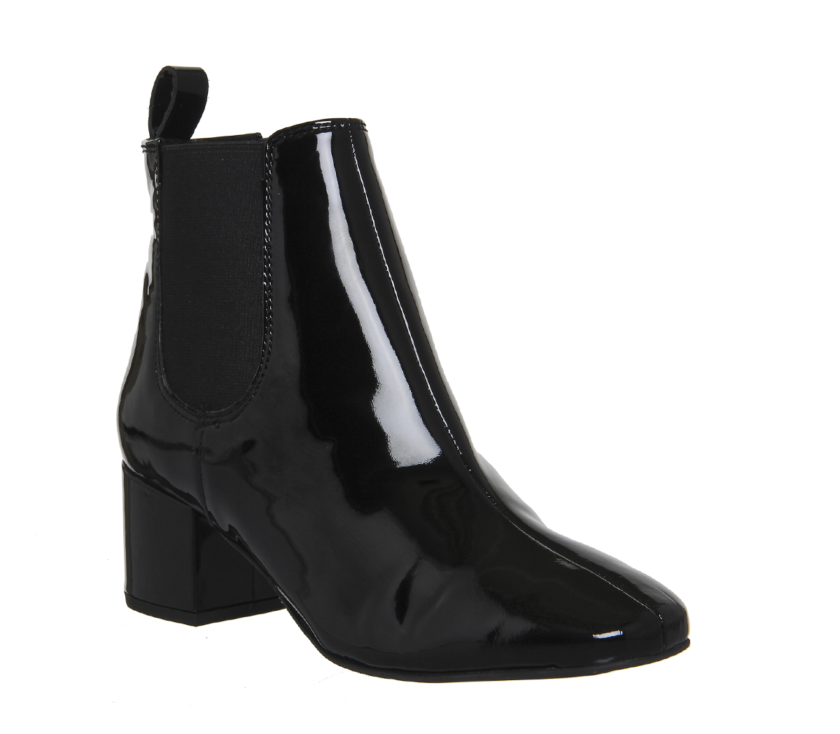 OFFICELove Bug Block Heel Chelsea BootsBlack Patent Leather