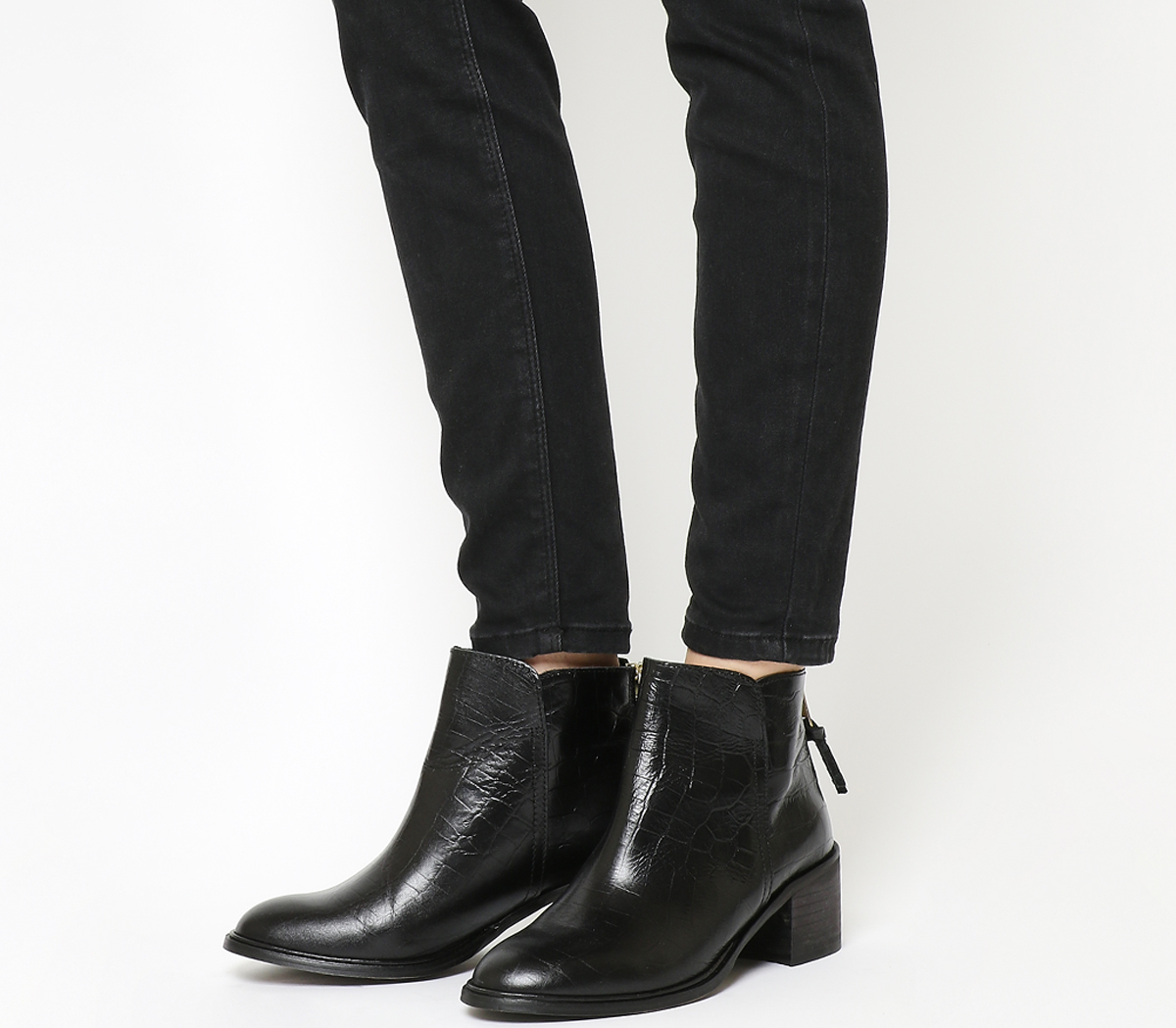 black leather ankle boots with zip