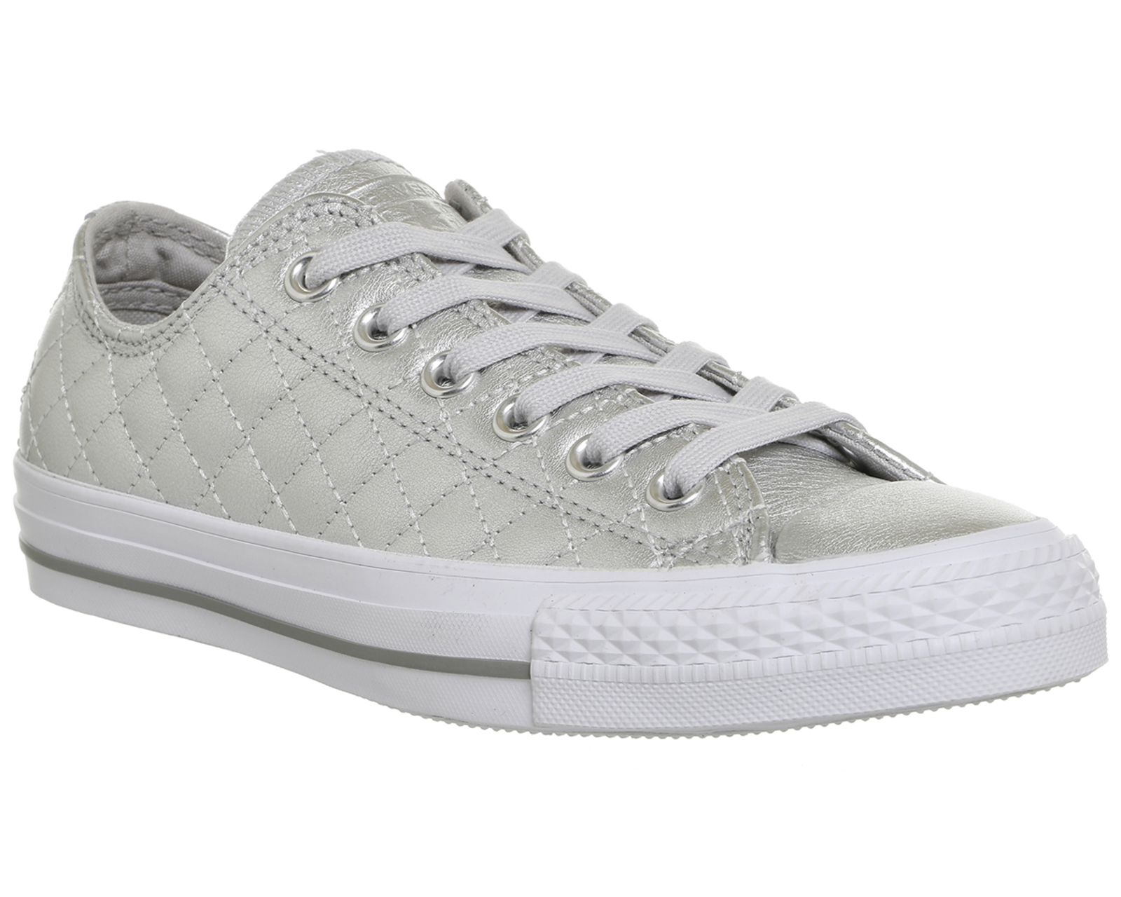 Converse All Star Low Leather Trainers Silver Quilted - Hers trainers