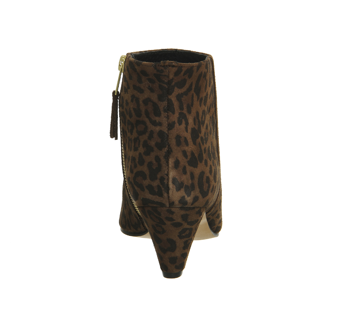 OFFICEIdyllic Cone Heel BootsLeopard Print Olive Suede