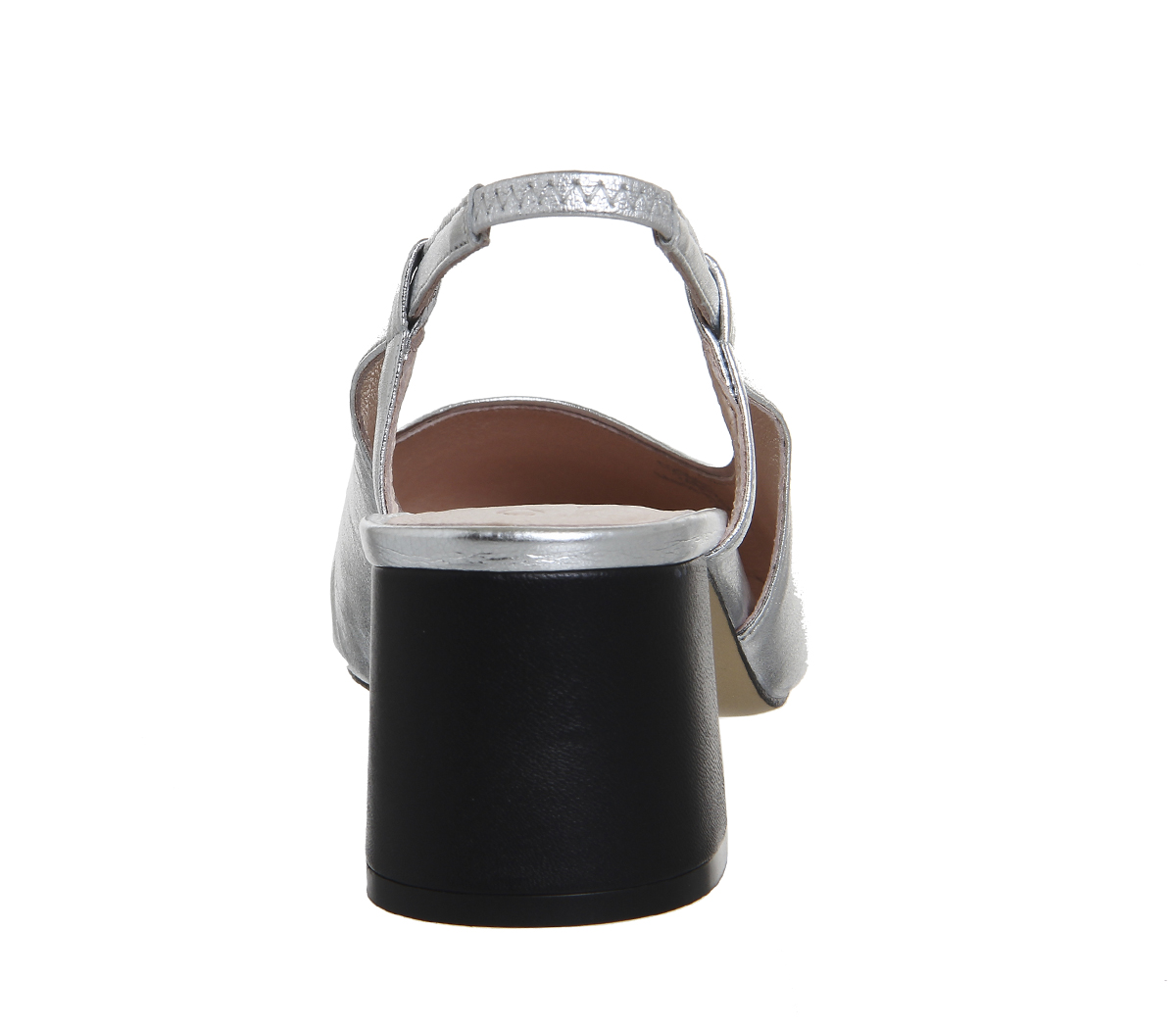OFFICEMaddie Slingback Block HeelsSilver Leather