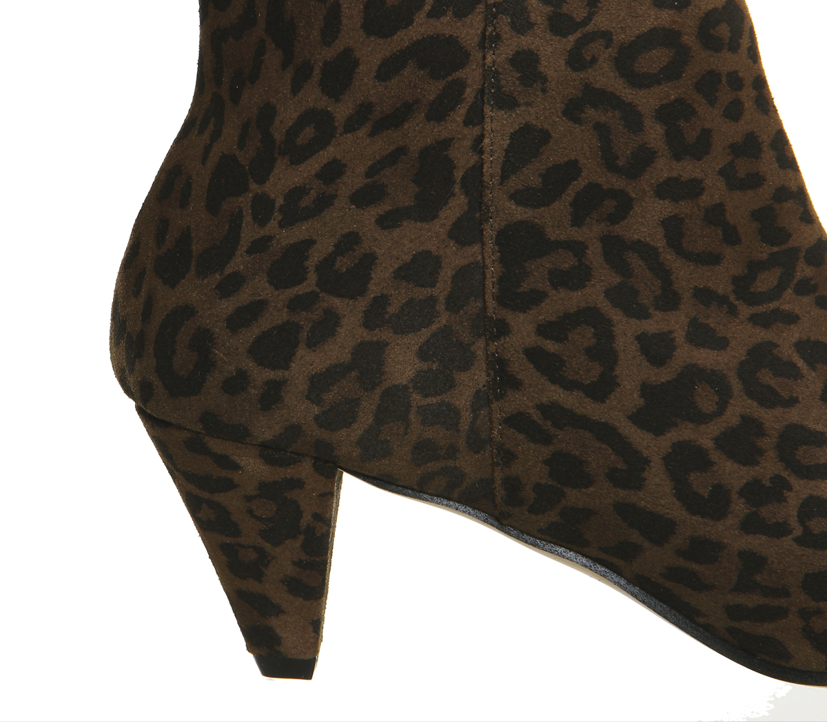 OFFICEIdyllic Cone Heel BootsLeopard Print Olive Suede