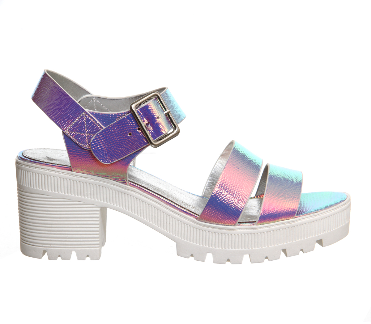 OFFICEWild Child Chunky Sole SandalsSilver Lizard Pu