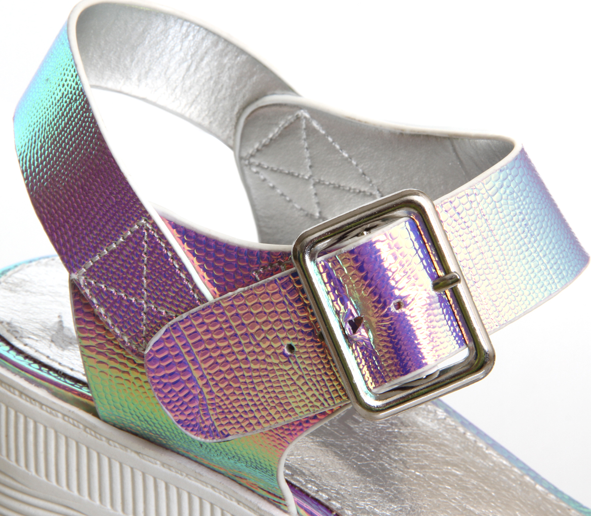 OFFICEWild Child Chunky Sole SandalsSilver Lizard Pu
