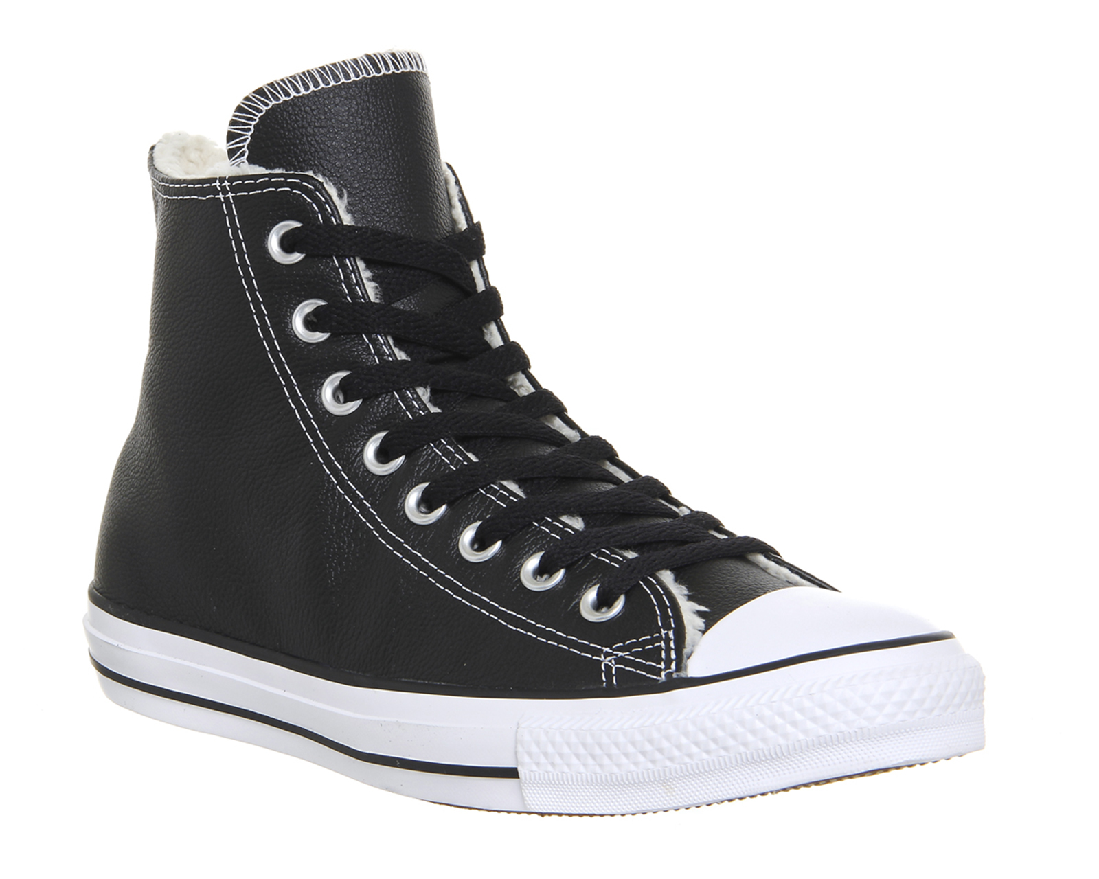 black leather shearling converse Online 