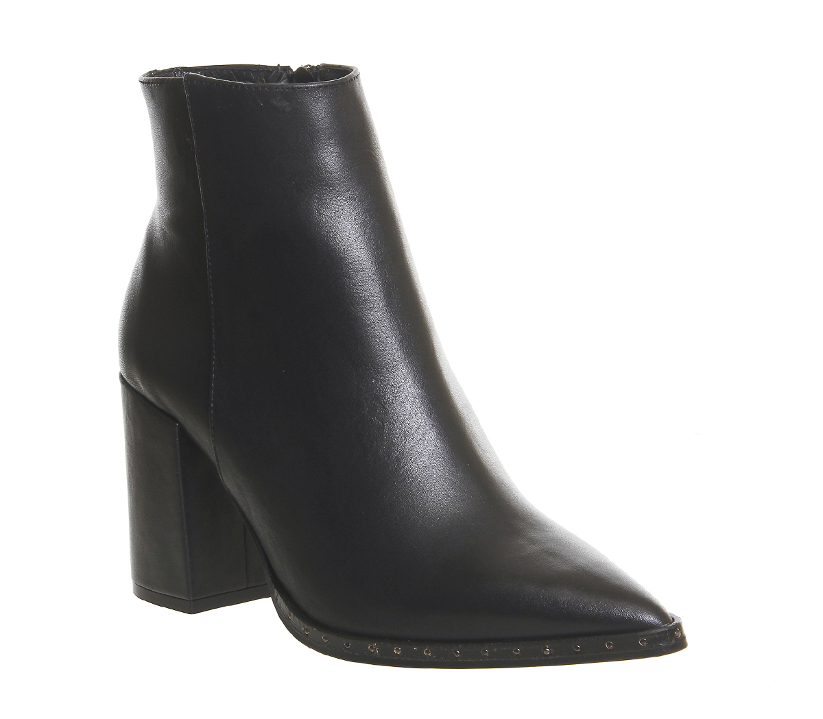 OFFICELake Pointed BootsBlack Leather Studded