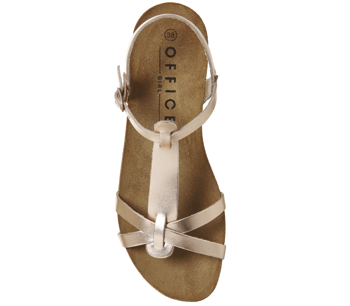 OFFICESorbet T-bar Footbed SandalsRose Gold Leather