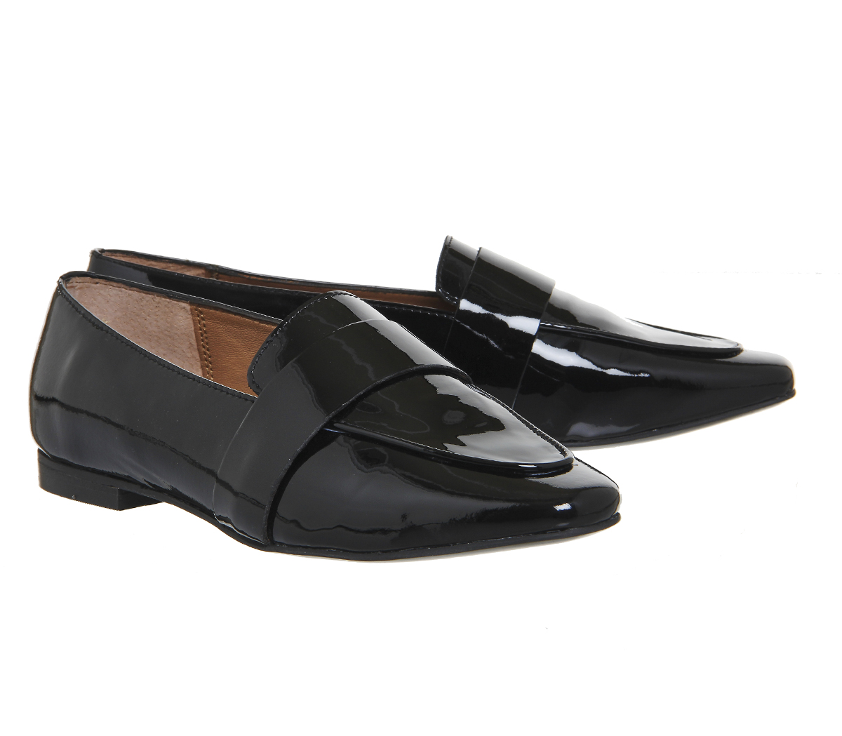 OFFICE Pip Clean Loafers Black Patent Leather - Flat Shoes for Women