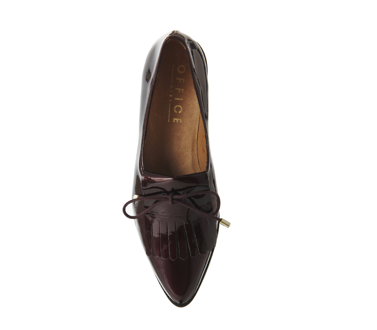 OFFICEResult Kilty Tassel Point PumpsBurgundy Patent Leather