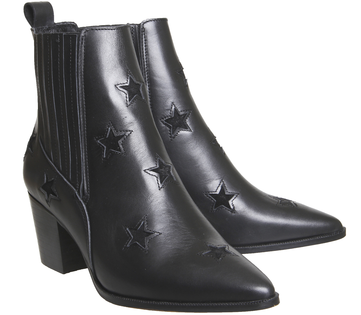 OFFICEAstronomy Western Ankle BootsBlack Leather With Suede