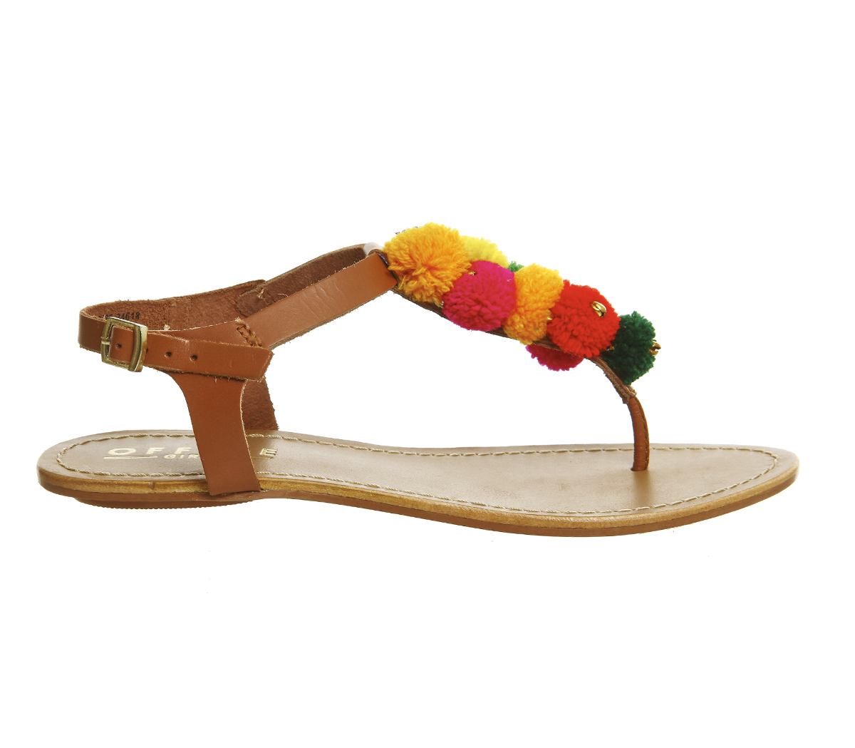 OFFICEBobble Pom Pom SandalsTan Leather