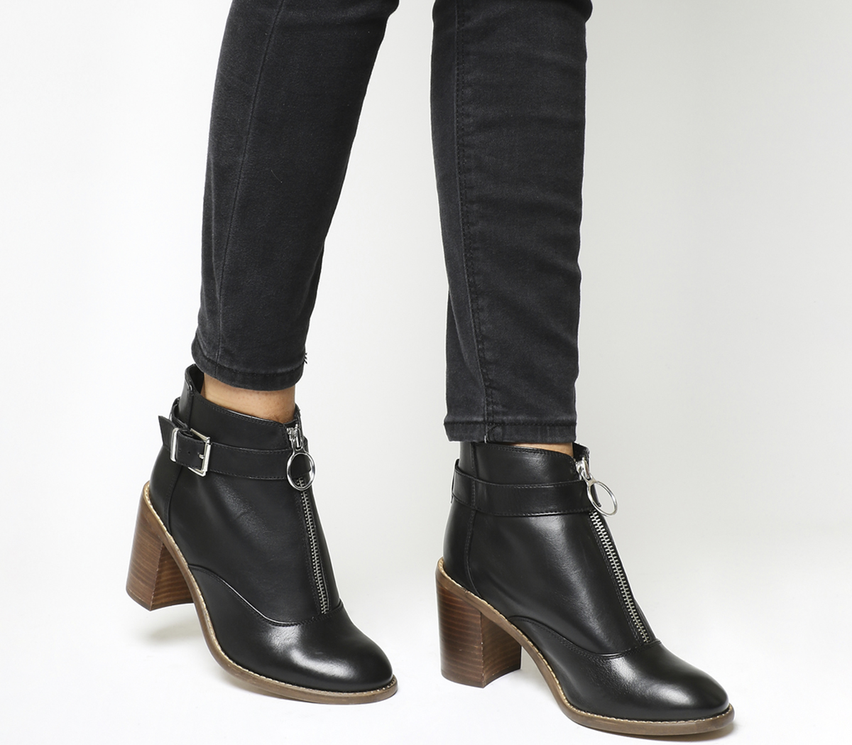OFFICELottie Front Zip Smart BootsBlack Leather