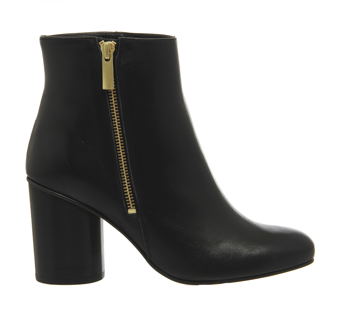 OFFICEIndulgence Cylindrical Heel BootsBlack Leather