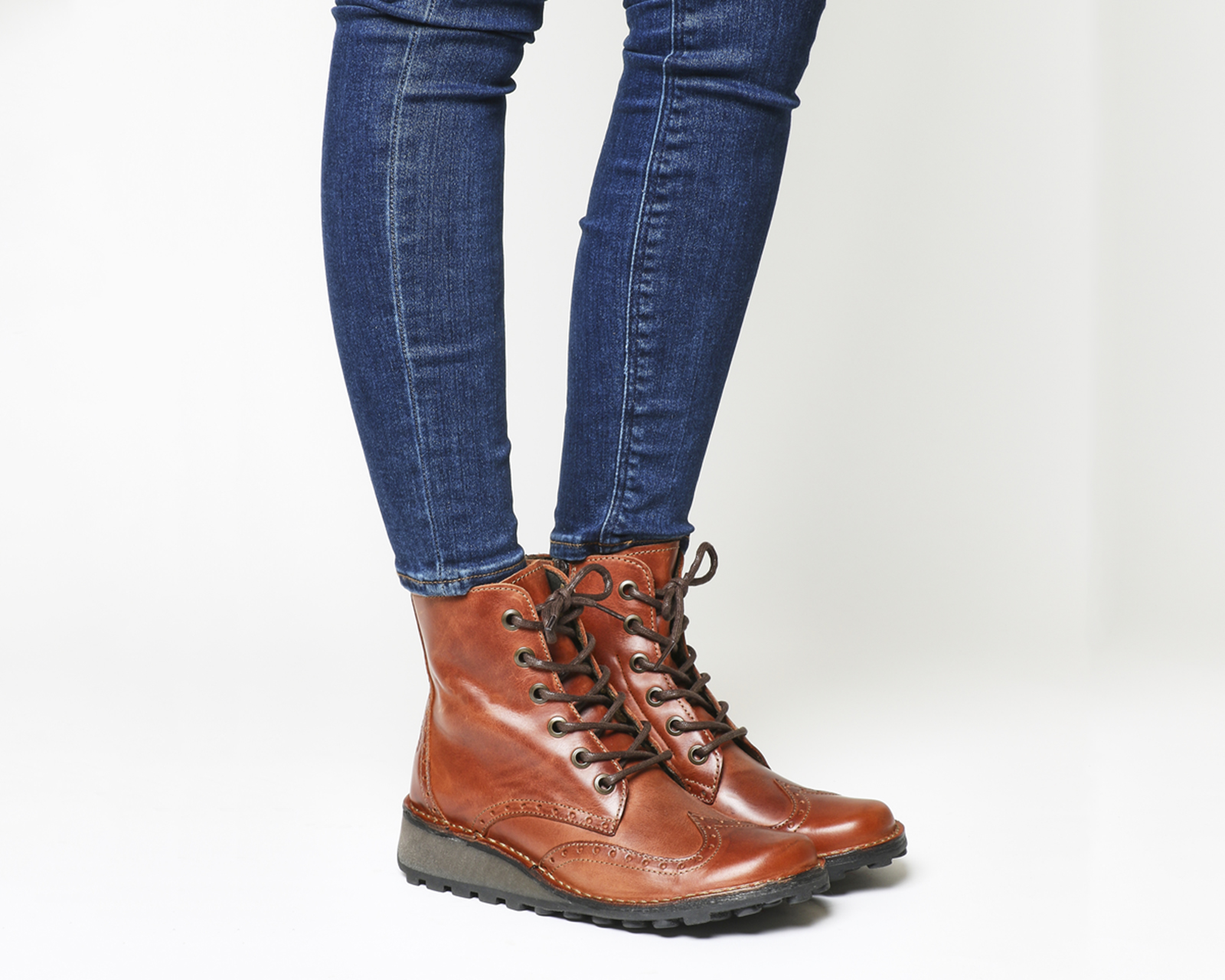 Fly London Marl Lace Up Boots Brick 
