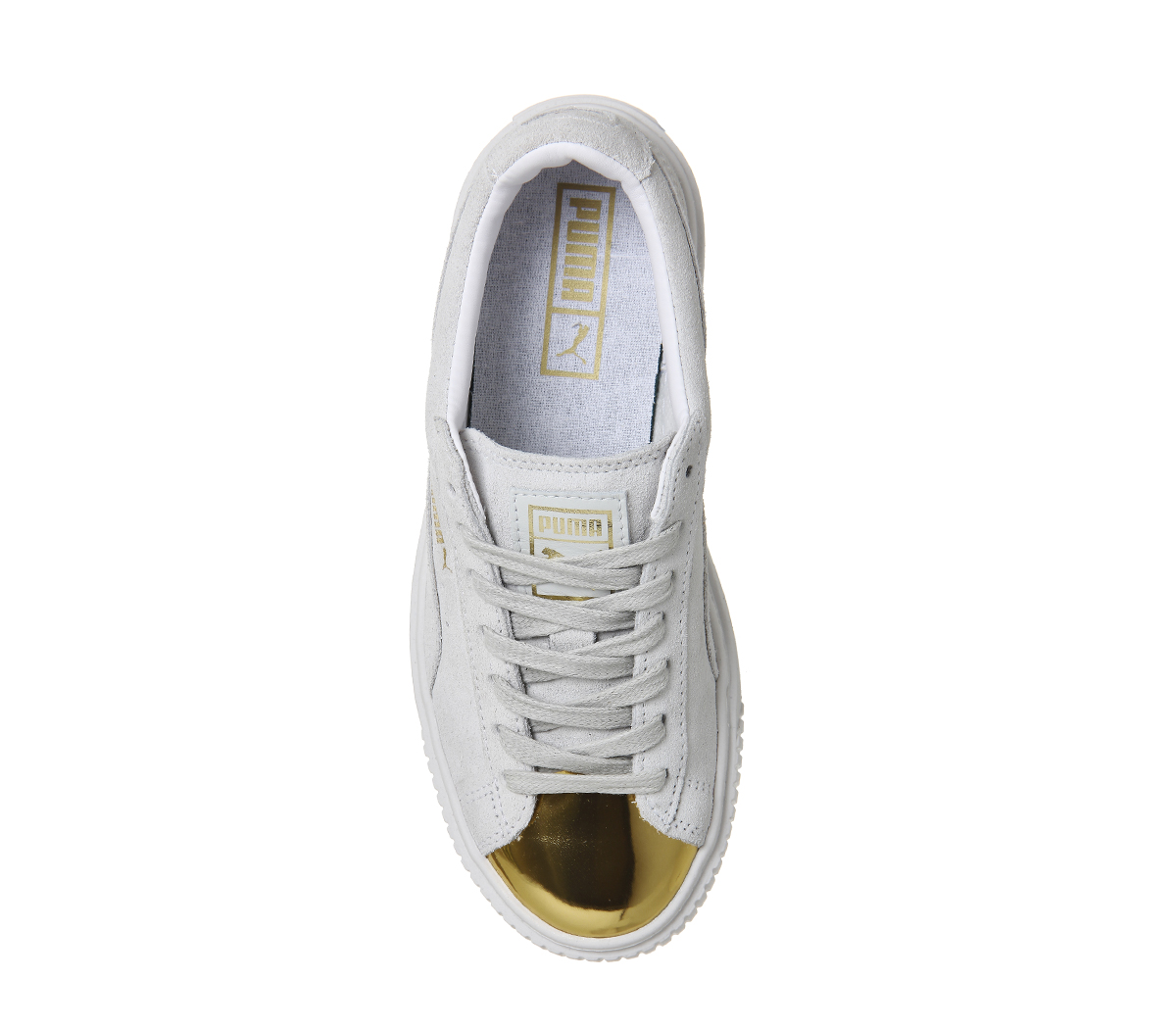 PUMASuede PlatformGrey Gold Toe White