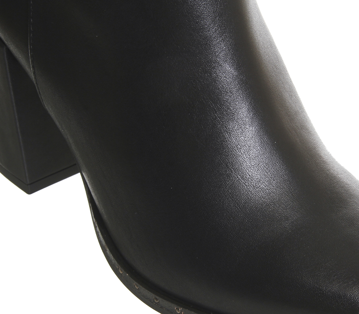 OFFICELake Pointed BootsBlack Leather Studded