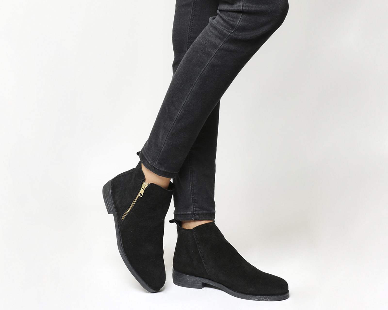 Office Lazy Days Flat Boots Black Suede 
