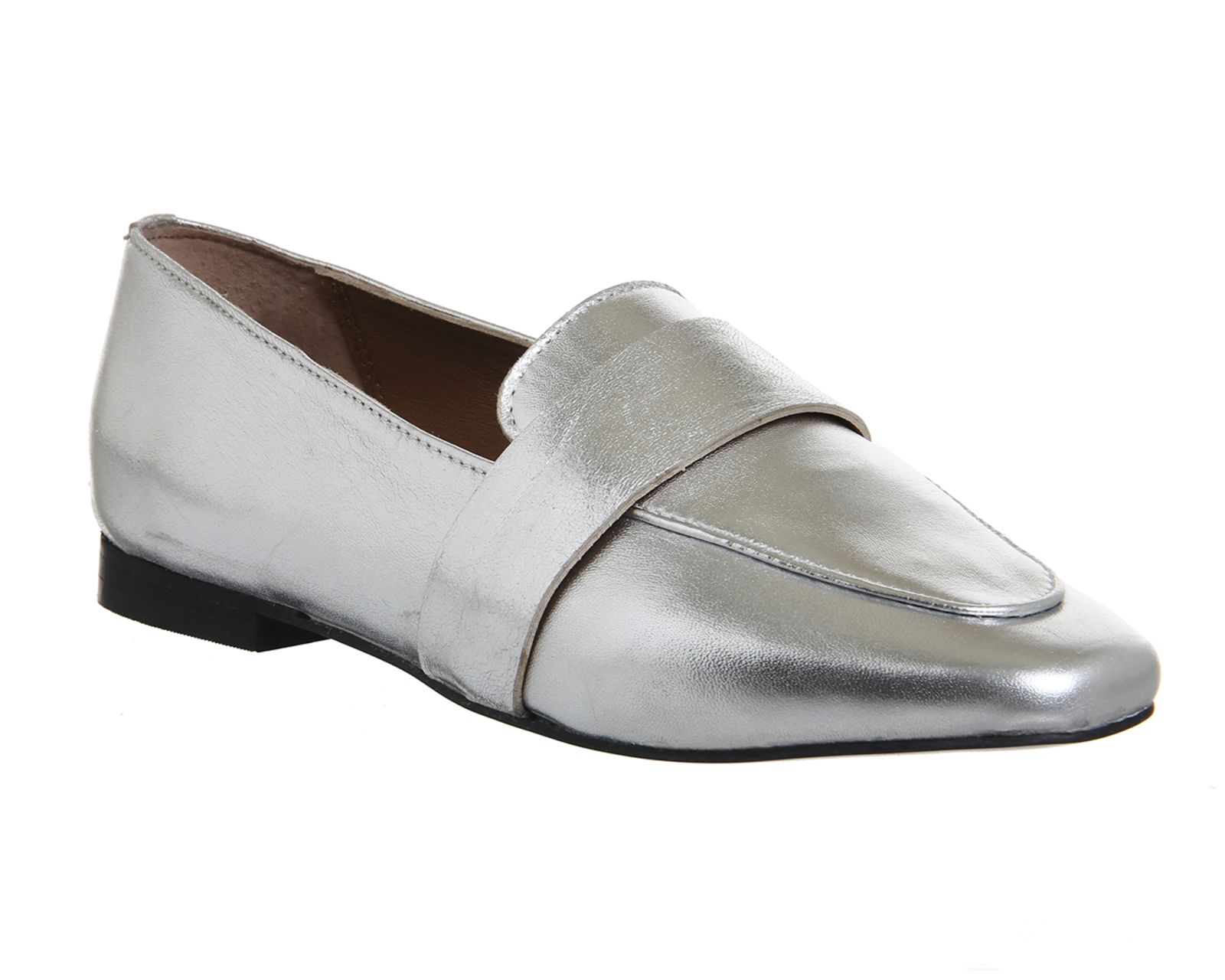 OFFICEPip Clean LoafersSilver Metallic Leather