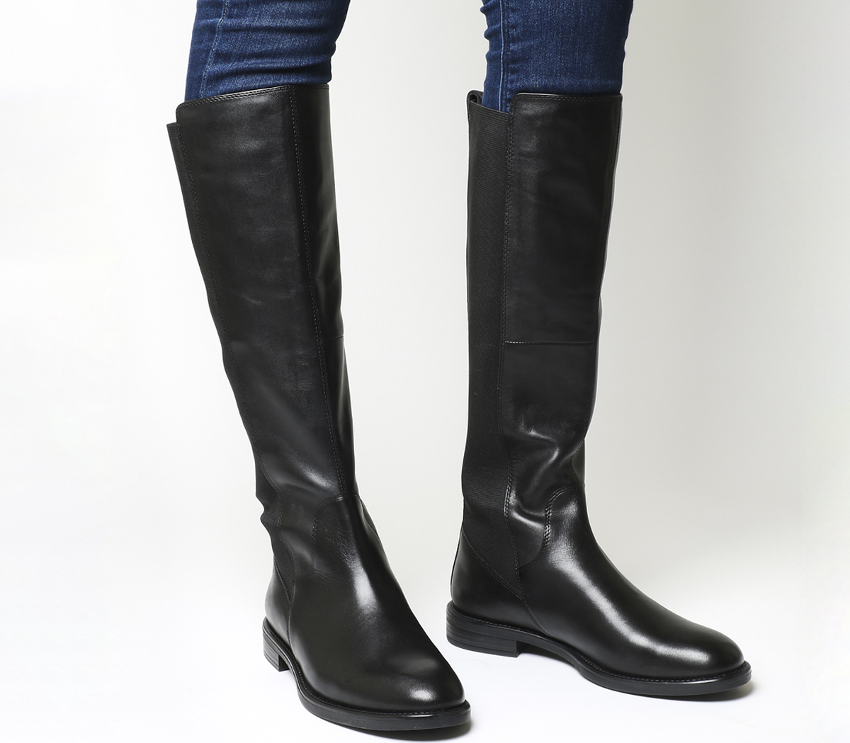 amina black leather boots