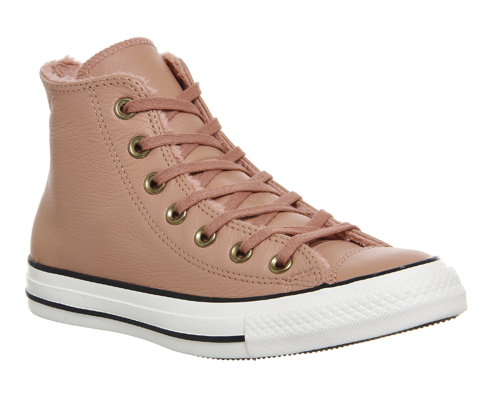 Converse All Star Hi Leather Trainers Pink Blush Fur Black - Hers trainers