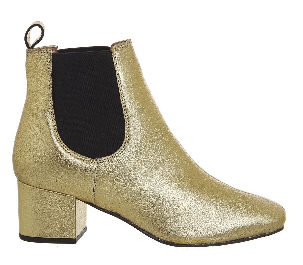 OFFICE Love Bug Block Heel Chelsea Boots Gold Leather - Women's Ankle Boots