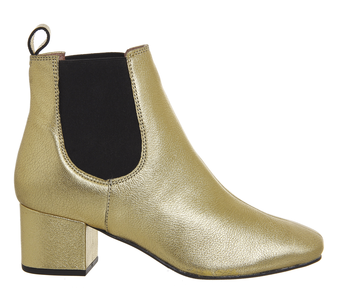 OFFICELove Bug Block Heel Chelsea BootsGold Leather