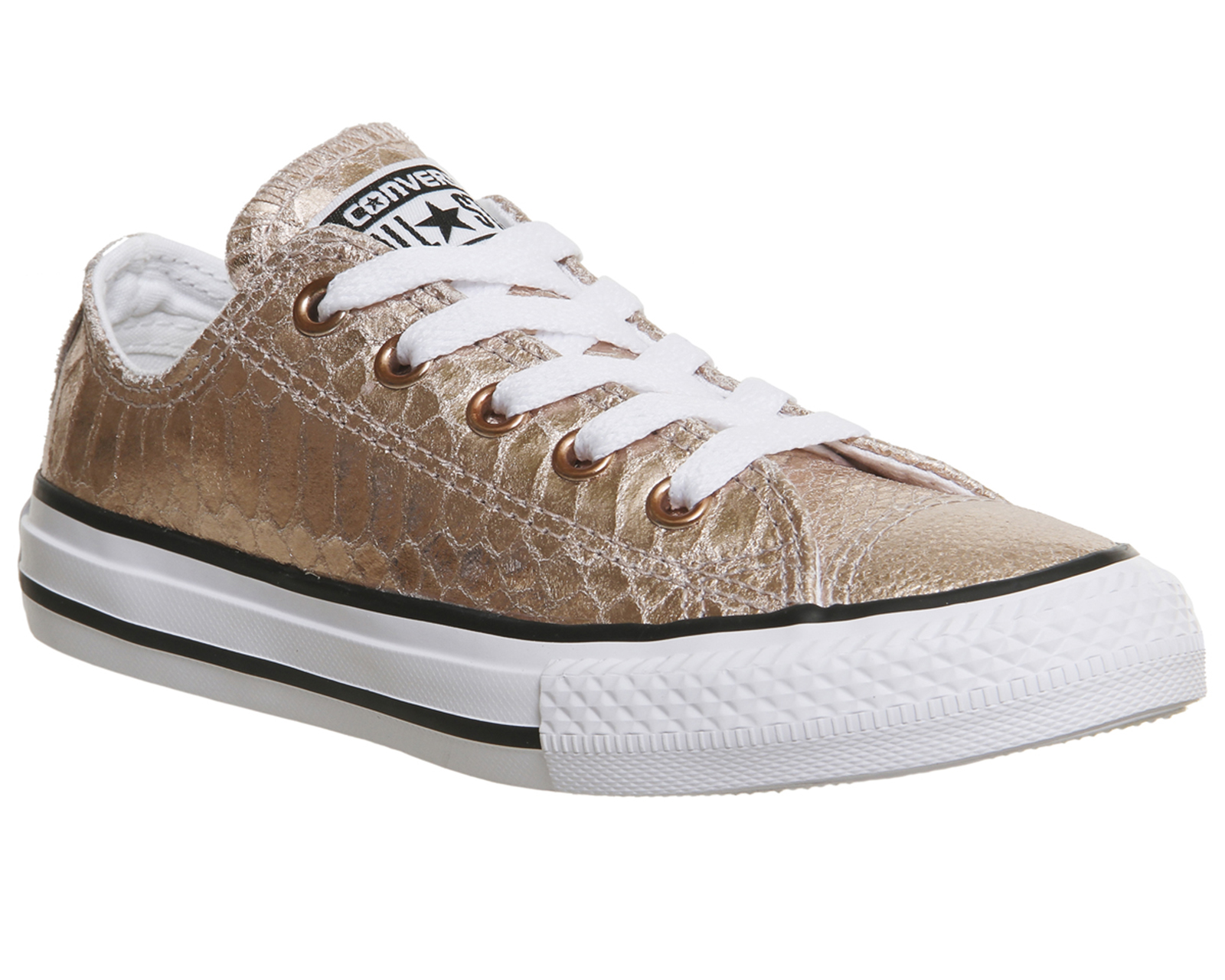 converse rose gold all star metallic leather ox trainers