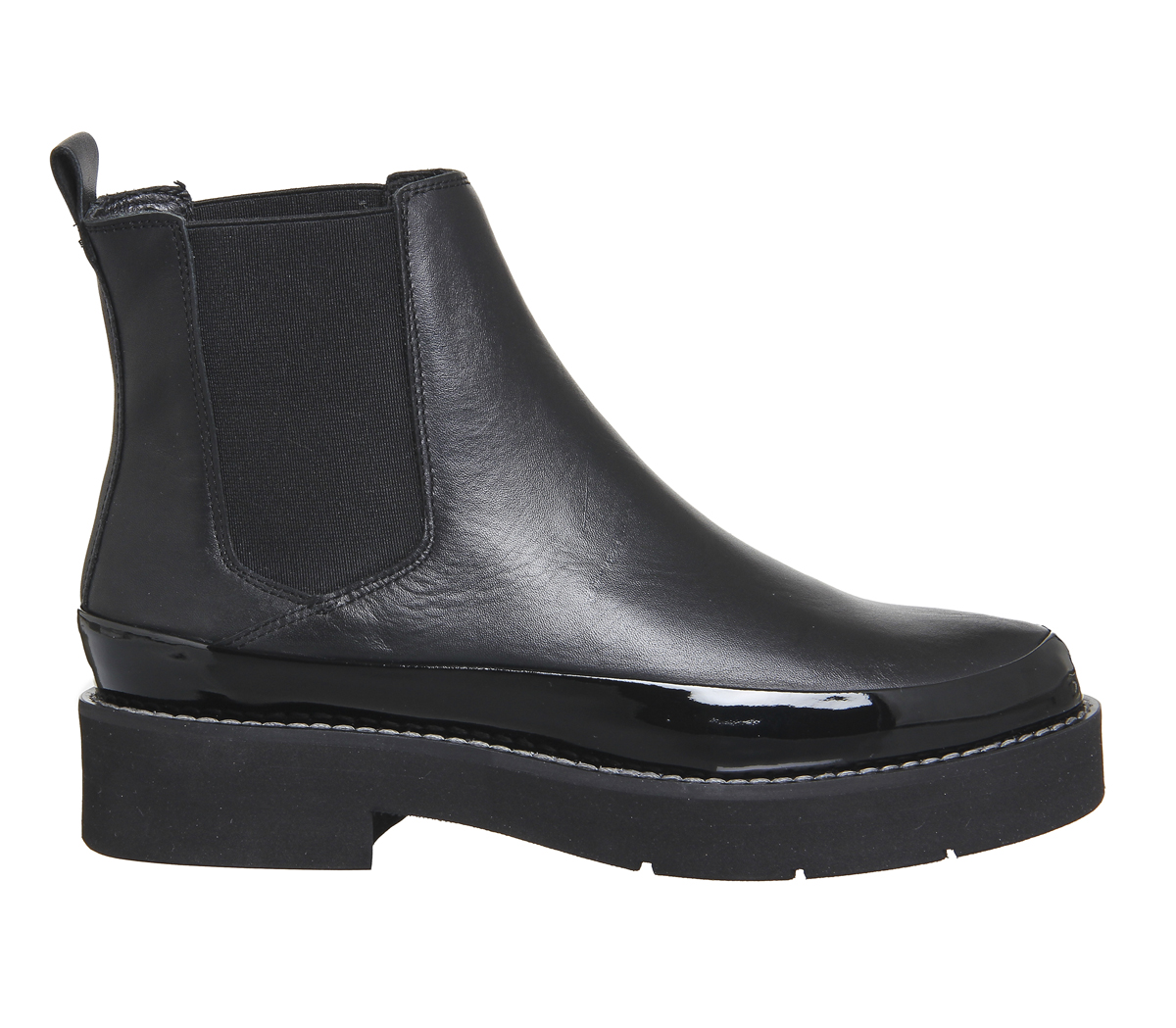 OFFICEJay Chunky Chelsea BootBlack Leather Black Patent